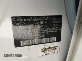2021 Hyundai Sonata SEL Plus with VIN 5NPEJ4J29MH073659, listed as a Copart auction lot 51377955 with 110,800 mi miles and Salvage Title. Bid and sale history available at DreamBid. Image 14.