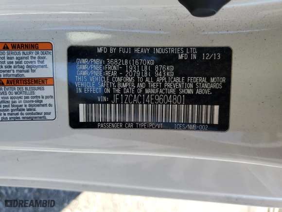 2014 Subaru BRZ Limited with VIN JF1ZCAC14E9604801, listed as a Copart auction lot 41896435 with 107,540 mi miles and Salvage Title. Bid and sale history available at carsss.com. Image 14.