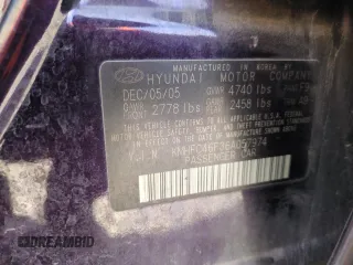 2006 Hyundai Azera SE with VIN KMHFC46F36A057974, listed as a Copart auction lot 52179905 with 142,391 mi miles and Salvage Title. Bid and sale history available at DreamBid. Image 12.
