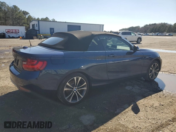2017 BMW 2 Series 230i with VIN WBA2K9C39HV647568, listed as a Copart auction lot 43027895 with 51,258 mi miles and Salvage title. Bid and sale history available at DreamBid. Image 3.