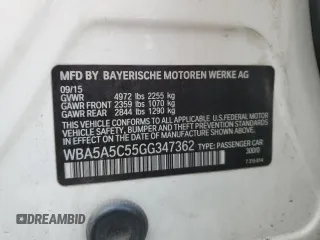 2016 BMW 5 Series 528i with VIN WBA5A5C55GG347362, listed as a Copart auction lot 53672395 with 129,299 mi miles and Salvage Title. Bid and sale history available at DreamBid. Image 13.
