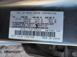2013 Mazda 3 i Touring with VIN JM1BL1L73D1763242, listed as a Copart auction lot 52999675 with 132,917 mi miles and Salvage Title. Bid and sale history available at carsss.com. Image 12.
