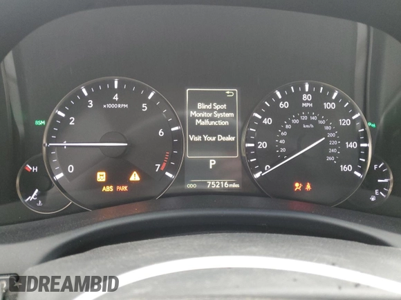 2016 Lexus GS 350 with VIN JTHBZ1BLXGA005592, listed as a Copart auction lot 44207595 with 75,216 mi miles and Salvage Title. Bid and sale history available at carsss.com. Image 9.