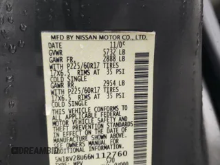2006 Nissan Quest S Special Edition with VIN 5N1BV28U66N112760, listed as a Copart auction lot 84051114 with 117,231 mi miles and Salvage Title. Bid and sale history available at carsss.com. Image 13.