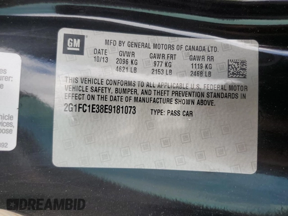 2014 Chevrolet Camaro LT with VIN 2G1FC1E38E9181073, listed as a Copart auction lot 64221745 with 107,906 mi miles and Salvage title. Bid and sale history available at DreamBid. Image 12.