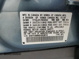 2005 Acura MDX Touring with VIN 2HNYD18695H552874, listed as a Copart auction lot 77090404 with 0 mi miles and Salvage Title. Bid and sale history available at carsss.com. Image 14.