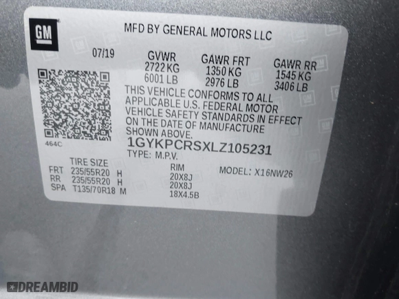 2020 Cadillac XT6 FWD Premium Luxury with VIN 1GYKPCRSXLZ105231, listed as a IAAI auction lot 41735556 with 70,319 mi miles. Bid and sale history available at carsss.com. Image 9.