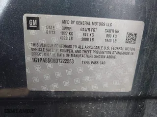2013 Chevrolet Cruze LS with VIN 1G1PA5SG8D7222553, listed as a IAAI auction lot 41900523 with 127,852 mi miles. Bid and sale history available at carsss.com. Image 9.