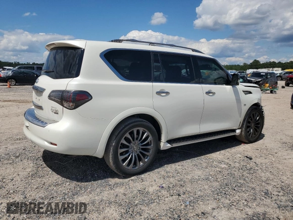 2016 Infiniti QX80 Limited with VIN JN8AZ2NE1G9121043, listed as a Copart auction lot 56562085 with 135,450 mi miles and Salvage title. Bid and sale history available at DreamBid. Image 3.