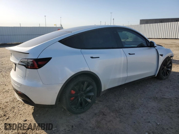 2020 Tesla Model Y Long Range with VIN 5YJYGDEFXLF034617, listed as a Copart auction lot 53235235 with 113,480 mi miles and Salvage Title. Bid and sale history available at DreamBid. Image 3.