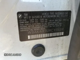 2009 BMW 7 Series 750i with VIN WBAKA83519CY35318, listed as a Copart auction lot 42594275 with 0 mi miles and Salvage Title. Bid and sale history available at carsss.com. Image 14.