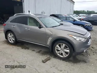 2014 Infiniti QX70 with VIN JN8CS1MW7EM412867, listed as a Copart auction lot 60054195 with 148,064 mi miles and Salvage title. Bid and sale history available at DreamBid. Image 4.