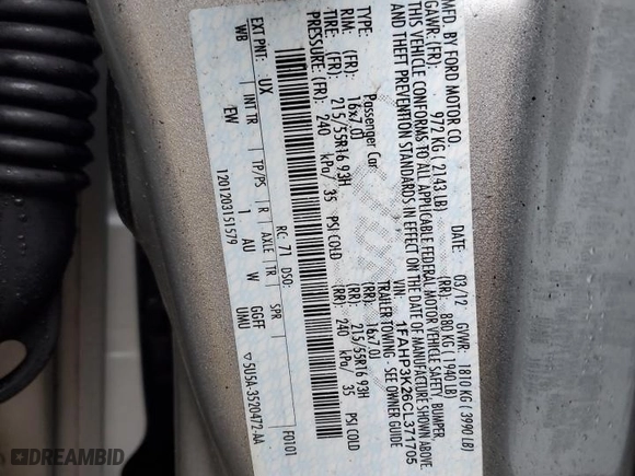 2012 Ford Focus SE with VIN 1FAHP3K26CL371705, listed as a Copart auction lot 48136685 with 139,245 mi miles and Salvage Title. Bid and sale history available at carsss.com. Image 12.