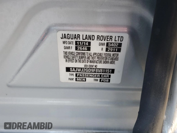 2015 Jaguar XJ Portfolio z VIN SAJWJ2GD9F8V81151, wystawiony jako Copart lot #45724765 z przebiegiem 77 392 mil mil oraz Szkoda całkowita • Salvage title. Historia ofert i sprzedaży dostępna na DreamBid. Obrazek 13.