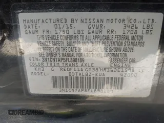 2015 Nissan Versa SV with VIN 3N1CN7AP5FL898189, listed as a IAAI auction lot 41797118 with 206,357 mi miles. Bid and sale history available at carsss.com. Image 9.