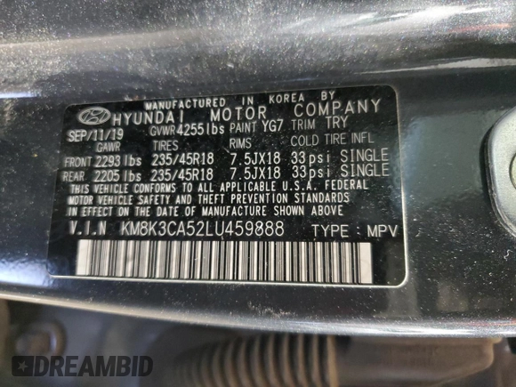 2020 Hyundai Kona Limited z VIN KM8K3CA52LU459888, wystawiony jako Copart lot #55768405 z przebiegiem 36 056 mil mil oraz Szkoda całkowita • Salvage title. Historia ofert i sprzedaży dostępna na DreamBid. Obrazek 13.