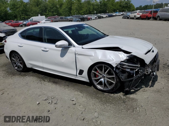 2025 Genesis G70 2.5T with VIN KMTG34SC9SU156684, listed as a Copart auction lot 59886055 with 3,128 mi miles and Clean title. Bid and sale history available at DreamBid. Image 4.