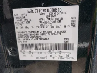 2014 Ford F-150 XL with VIN 1FTEX1CM8EFB18162, listed as a IAAI auction lot 41929491 with 1 mi miles. Bid and sale history available at carsss.com. Image 9.