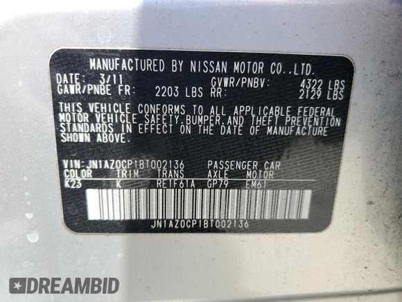 2011 Nissan LEAF SL-e z VIN JN1AZ0CP1BT002136, wystawiony jako Copart lot #57594155 z przebiegiem 54 471 mil mil oraz Czysty tytuł • Clean title. Historia ofert i sprzedaży dostępna na DreamBid. Obrazek 12.