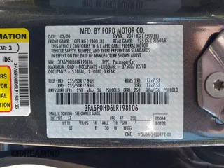 2020 Ford Fusion SE with VIN 3FA6P0HD6LR198106, listed as a IAAI auction lot 42647519 with 50,983 mi miles and . Bid and sale history available at DreamBid. Image 9.