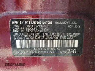 2019 Mitsubishi Mirage ES z VIN ML32A3HJ1KH004957, wystawiony jako Copart lot #53801775 z przebiegiem 56 068 mil mil oraz Szkoda całkowita • Salvage title. Historia ofert i sprzedaży dostępna na DreamBid. Obrazek 12.