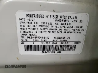 2007 Infiniti G35 G35x z VIN JNKBV61F57M815442, wystawiony jako Copart lot #58506215 z przebiegiem 140 872 mil mil oraz Tytuł czysty. Historia ofert i sprzedaży dostępna na DreamBid. Obrazek 12.