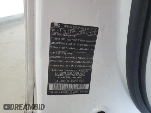 2011 Land Rover LR4 Lux with VIN SALAK2D48BA560345, listed as a Copart auction lot 51976015 with 123,953 mi miles and Clean Title. Bid and sale history available at DreamBid. Image 13.