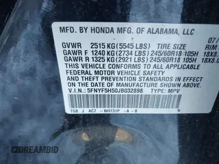 2018 Honda Pilot EX-L with VIN 5FNYF5H50JB032898, listed as a IAAI auction lot 41613617 with 108,845 mi miles. Bid and sale history available at carsss.com. Image 9.