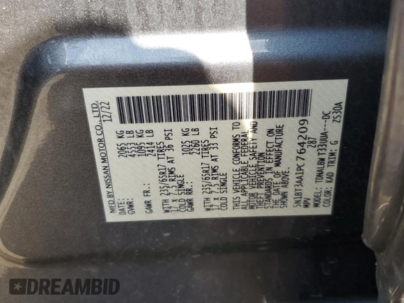 2023 Nissan Rogue S z VIN 5N1BT3AA1PC764209, wystawiony jako Copart lot #52694405 z przebiegiem 35 072 mil mil oraz Szkoda całkowita • Salvage title. Historia ofert i sprzedaży dostępna na DreamBid. Obrazek 15.