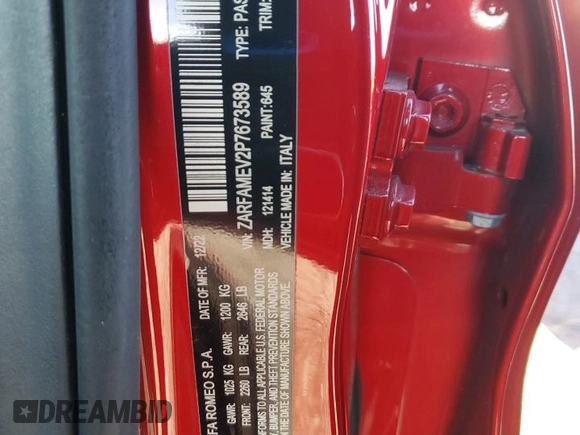 2023 Alfa Romeo Giulia Quadrifoglio with VIN ZARFAMEV2P7673589, listed as a Copart auction lot 85325654 with 14,944 mi miles and Salvage title. Bid and sale history available at DreamBid. Image 12.