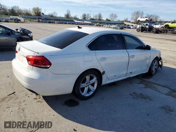 2013 Volkswagen Passat SE w/Sunroof with VIN 1VWBP7A36DC116147, listed as a Copart auction lot 50591345 with 172,814 mi miles and Salvage Title. Bid and sale history available at carsss.com. Image 3.