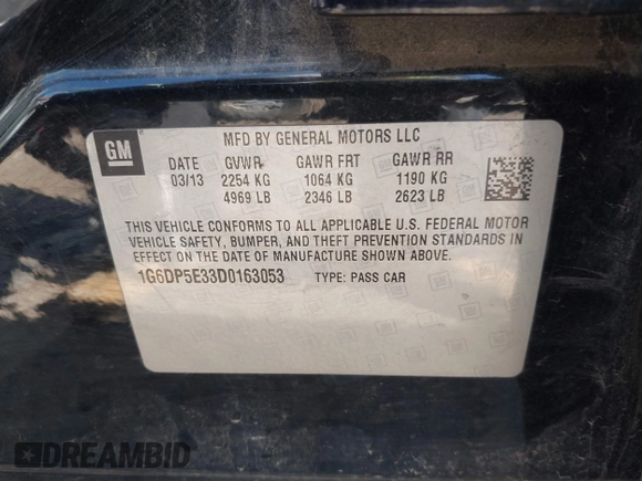 2013 Cadillac CTS Premium с VIN 1G6DP5E33D0163053, выставлен на аукционе IAAI как лот 41399126 с пробегом 138 293 миль миль и . История ставок и продаж доступна на DreamBid. Изображение 9.