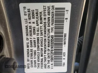 2019 Honda Civic Sedan LX with VIN 19XFC2F61KE020549, listed as a Copart auction lot 48212125 with 122,778 mi miles and Salvage Title. Bid and sale history available at carsss.com. Image 13.