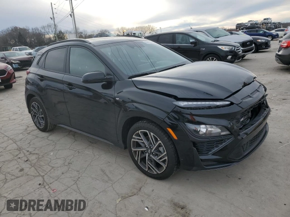 2023 Hyundai Kona N Line with VIN KM8K33A32PU976483, listed as a Copart auction lot 84479774 with 25,351 mi miles and Salvage Title. Bid and sale history available at carsss.com. Image 4.