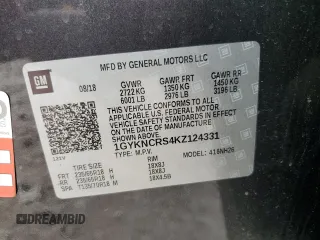 2019 Cadillac XT5 Luxury FWD with VIN 1GYKNCRS4KZ124331, listed as a Copart auction lot 44056455 with 66,449 mi miles and Salvage Title. Bid and sale history available at DreamBid. Image 13.