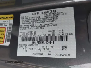 2022 Ford Mustang EcoBoost with VIN 1FA6P8TH5N5150143, listed as a IAAI auction lot 42516503 with Not provided miles and . Bid and sale history available at DreamBid. Image 9.