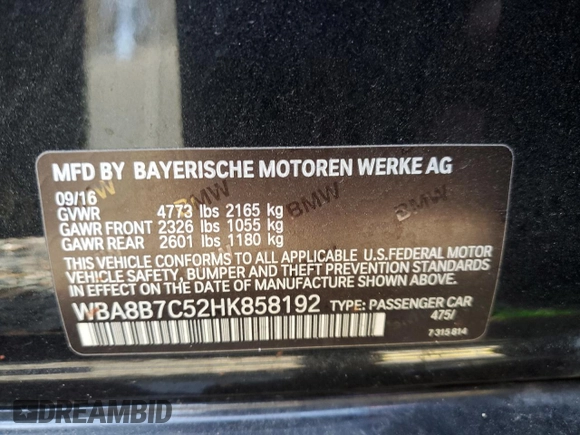 2017 BMW 3 Series 340i xDrive with VIN WBA8B7C52HK858192, listed as a Copart auction lot 86522814 with 97,512 mi miles and Salvage Title. Bid and sale history available at carsss.com. Image 15.