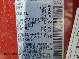 2016 Nissan Pathfinder SL z VIN 5N1AR2MM1GC621562, wystawiony jako Copart lot #59265775 z przebiegiem 95 188 mil mil oraz Czysty tytuł • Clean title. Historia ofert i sprzedaży dostępna na DreamBid. Obrazek 13.