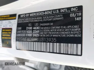 2019 Mercedes-Benz C 300 with VIN 55SWF8DBXKU313935, listed as a IAAI auction lot 42023753 with 120,777 mi miles and . Bid and sale history available at DreamBid. Image 9.