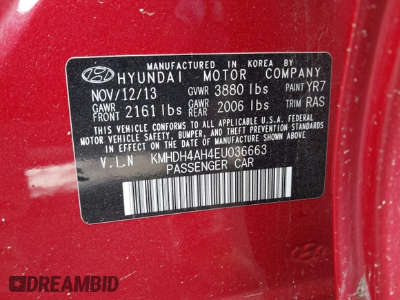2014 Hyundai Elantra Sport с VIN KMHDH4AH4EU036663, выставлен на аукционе IAAI как лот 41489857 с пробегом 152 278 миль миль и . История ставок и продаж доступна на DreamBid. Изображение 9.