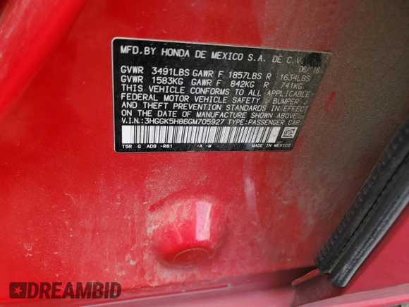 2016 Honda Fit EX-L with VIN 3HGGK5H86GM705927, listed as a Copart auction lot 49678245 with 98,546 mi miles and Salvage title. Bid and sale history available at DreamBid. Image 13.