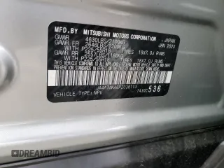 2023 Mitsubishi Eclipse Cross SE z VIN JA4ATWAA6PZ038113, wystawiony jako Copart lot #52232905 z przebiegiem 46 904 mil mil oraz Szkoda całkowita • Salvage title. Historia ofert i sprzedaży dostępna na DreamBid. Obrazek 16.