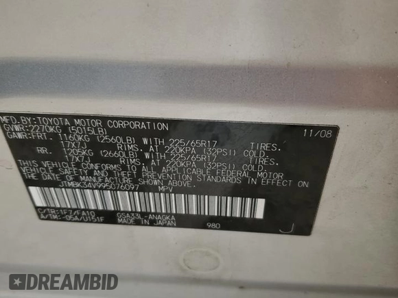 2009 Toyota RAV4 Ltd with VIN JTMBK34V995076097, listed as a Copart auction lot 50935795 with 154,651 mi miles and Salvage Title. Bid and sale history available at carsss.com. Image 13.