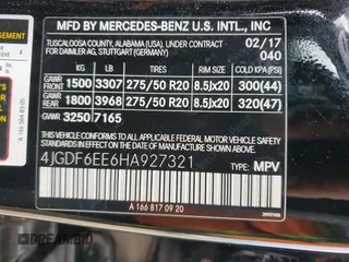 2017 Mercedes-Benz GLS 450 with VIN 4JGDF6EE6HA927321, listed as a Copart auction lot 54985944 with 114,078 mi miles and Salvage Title. Bid and sale history available at DreamBid. Image 14.