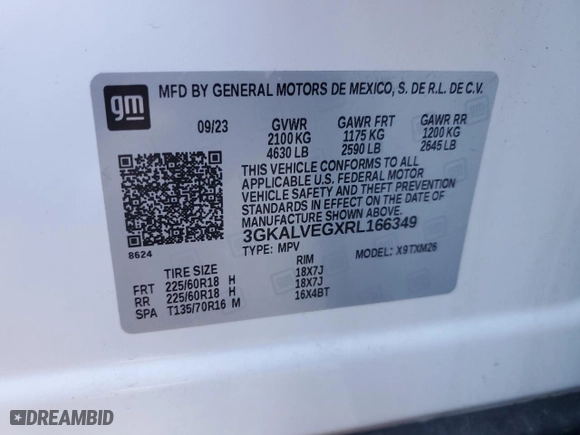 2024 GMC Terrain SLT with VIN 3GKALVEGXRL166349, listed as a Copart auction lot 47609045 with 28,034 mi miles and Salvage Title. Bid and sale history available at carsss.com. Image 13.