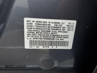 2014 Honda Pilot EX-L with VIN 5FNYF3H7XEB002495, listed as a Copart auction lot 81539404 with 78,377 mi miles and Salvage Title. Bid and sale history available at DreamBid. Image 13.