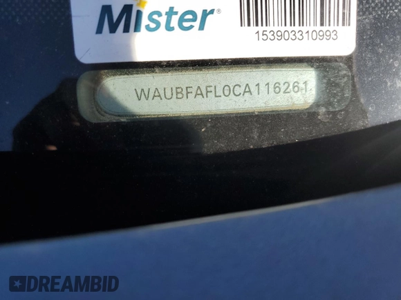 2012 Audi A4 Premium с VIN WAUBFAFL0CA116261, выставлен на аукционе Copart как лот 49870365 с пробегом 123 792 миль миль и Списание • Salvage title. История ставок и продаж доступна на DreamBid. Изображение 13.