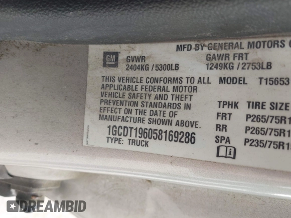 2005 Chevrolet Colorado LS Z71 z VIN 1GCDT196058169286, wystawiony jako IAAI lot #42208755 z przebiegiem 173 083 mil mil oraz . Historia ofert i sprzedaży dostępna na DreamBid. Obrazek 9.