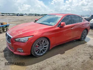 2017 Infiniti Q50 Red Sport 400 with VIN JN1FV7AR1HM872101, listed as a Copart auction lot 64834045 with Not provided miles and Salvage title. Bid and sale history available at DreamBid. Image 1.