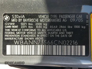 2006 BMW 5 Series 530xi with VIN WBANN73566CN02216, listed as a Copart auction lot 77526964 with 152,508 mi miles and Non Repairable. Bid and sale history available at carsss.com. Image 12.
